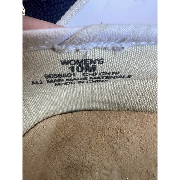 Sperry HTF Top Sider Navy Blue & White Slip On Low Wedge Slip On Boat Shoes 10M - Picture 10 of 14